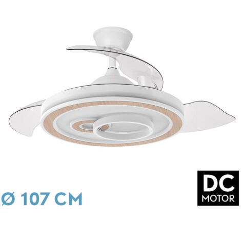 Ventilador de techo DC "Sultán" regulable con mando a distancia (68W 3CCT 4960lm) color blanco y haya (1/4)