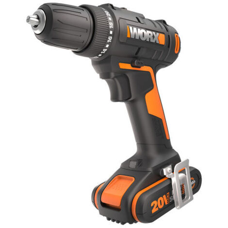 Destornillador inalámbrico Worx WX100 de 20 voltios con par de apriete de 30 Nm y portabrocas de 10 mm para taladrar y atornillar. (1/2)