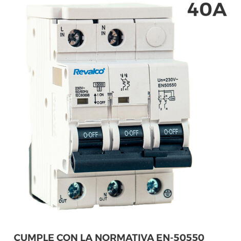 Iga 2p 40a c 10ka protector de sobretension permanente segun normativa en-50550 y transitorio 5-15ka 275v