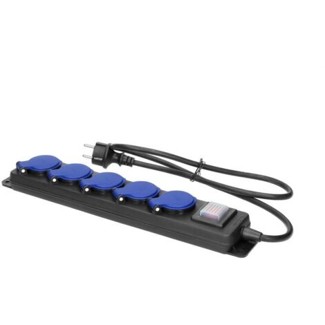 Cable alargador de taller con interruptor IP44 5x2P+Z cable de goma OR-AE-13298/5M (1/5)