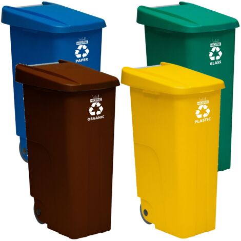 WellHome Pack Cubos de reciclaje de 110L c/u en colores - 4 contenedores