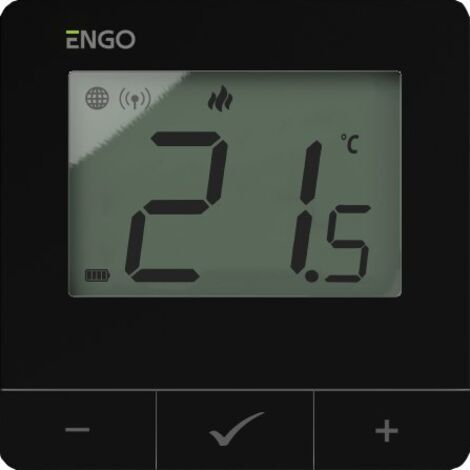 Controlador de temperatura por Internet ENGO E25-BATB, de montaje en superficie, ZigBee/868 MHz, funciona con pilas, color negro