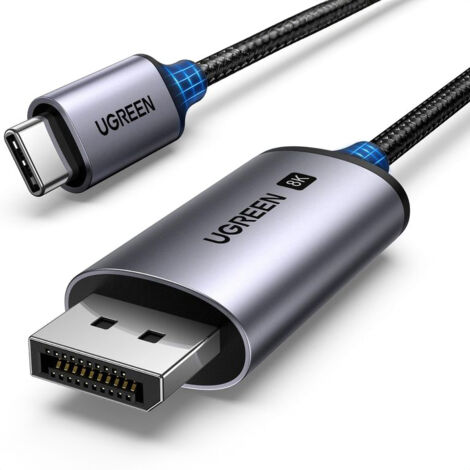 Cable audio vídeo USB-C - DisplayPort 8K HDR HDCP2.3 eARC 1m gris