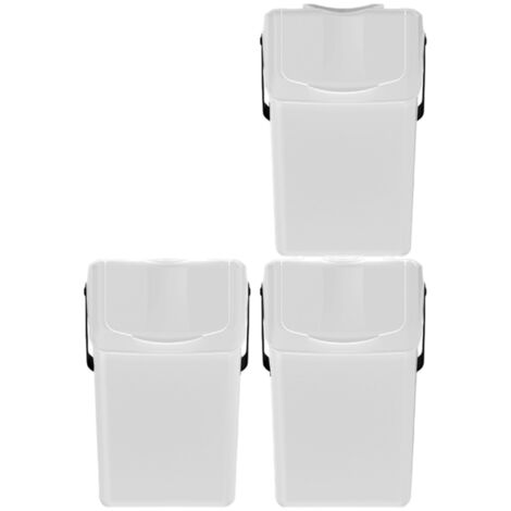 Keden Set de 3 cubos de basura KEDEN SORTIBOX para reciclado, blanco, 75L