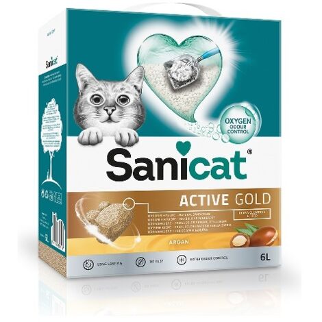 SANICAT Active Gold, Arena sin Polvo para Gatos, 6 L