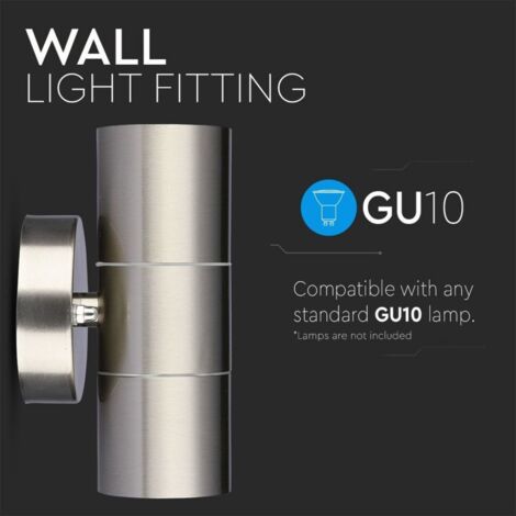 Foco de pared LED redondo doble V-TAC con soporte 2 GU10, color gris, IP44 (1/5)