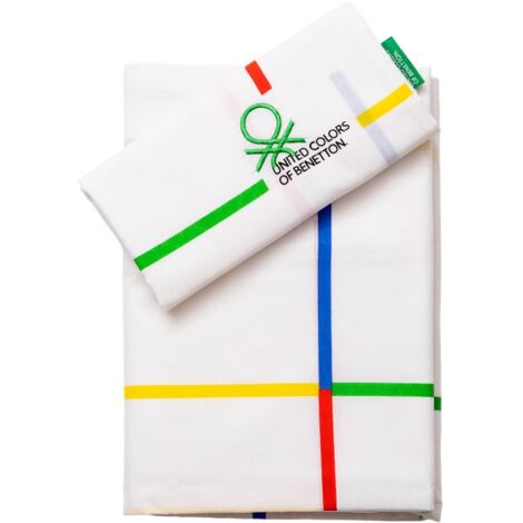 SET 4PC CAMA ( SÁBANA BAJERA 160X200+30CM + SÁBANA ENCIMERA 240X240CM + FUNDAS ALMOHADA 45X90CM(x2)) RAINBOW BENETTON 70%ALGODÓN + 30% POLIÉSTER