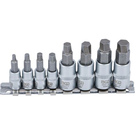 Juego de extractores de tornillos  entrada 6,3 mm (1/4") / 10 mm (3/8") / para hexágono interior defectuoso 3 - 10 mm  8 piezas