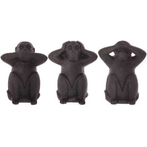 Conjunto de 3 estatuillas 'Singes sagesse' - resina - negro A. 23 cm - Atmosphera créateur d'intérieur