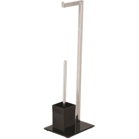 Portarollos escobillero  Combinado Acero Inoxidable Y Vidrio Negro MSV