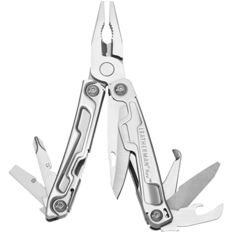 Leatherman LTM-832130 Rev®. Multiherramienta de bolsillo de 9,7 cm con 14 funciones, incluye tres destornilladores, una lima de madera y metal, abridores y más. Color STAINLESS. (1/5)