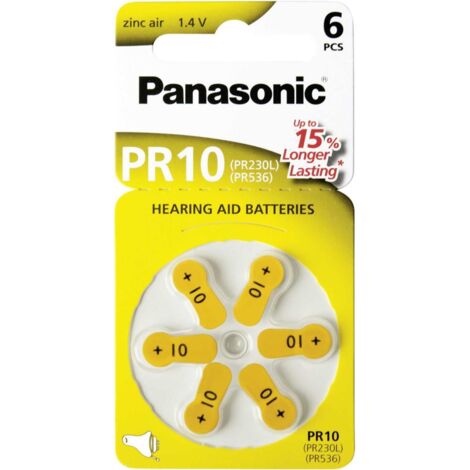 Panasonic - Batería 6 x PR10 - Zinc-Aire - Plata
