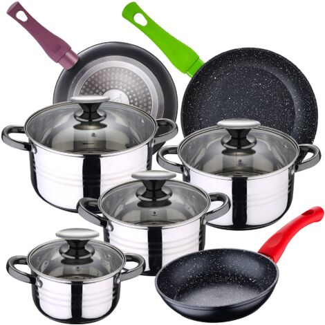 Bateria de cocina 8 piezas SAN IGNACIO Dina de acero inoxidable con juego de sartenes (18/22/26 cm) SAN IGNACIO Jolie de aluminio forjado