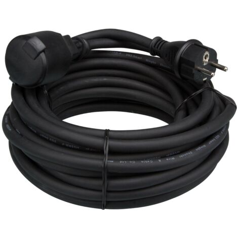 Perel Cable de extensión, H05RR-F 3G2.5, 25 m, 16 A/230 V, 3680 W, Tipo E/F, IP44, Caucho, Negro