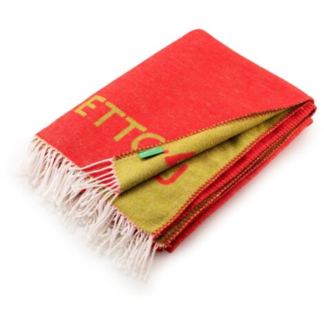 Benetton Manta RAINBOW Be, 140X190 cm, 320GSM, Algodón y Acrílico - Verde y Rojo (1/5)