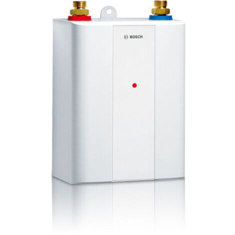 Calentador de agua instantáneo monofásico con control electrónico Bosch Tronic TR4000 6 ET con una potencia de 6,0 kW 230 V, bajo lavabo.