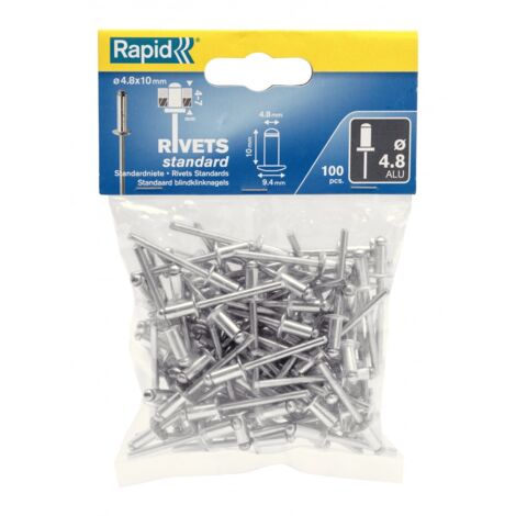 Juego de 100 remaches de aluminio Diam.4,8 x H.10 mm RAPID Rapid (1/3)