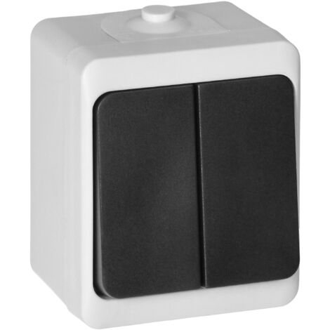 Interruptor de lámpara de superficie AQUATIC MINI IP54, blanco y negro