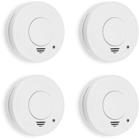 Smartwares Detector de Humo, 1 Año de Batería Incluida, Vida del Sensor de 10 Años, 4 Unidades, Color Blanco, RM250 (1/5)