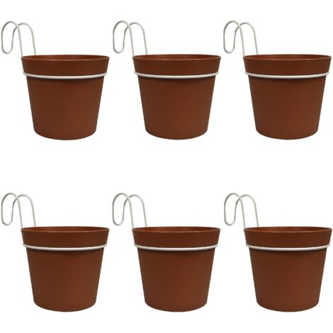 6 Macetas cilíndricas Ø 10 cm con ganchos, de polipropileno (1/4)