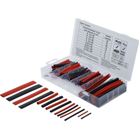 Surtido de fundas termorretráctiles rojo / negro 150 piezas