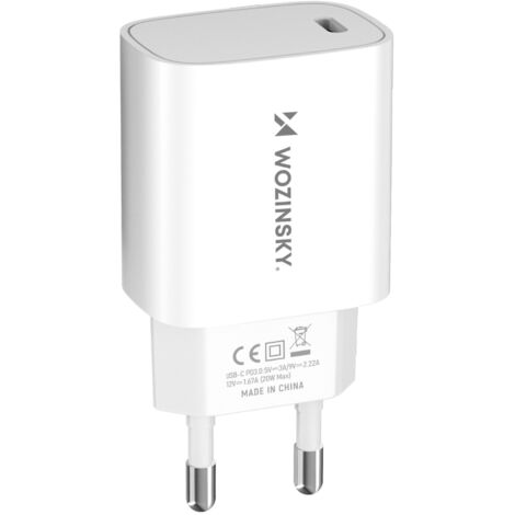 Cargador de pared USB-C de 20 W y 100-240 V, color blanco (1/5)