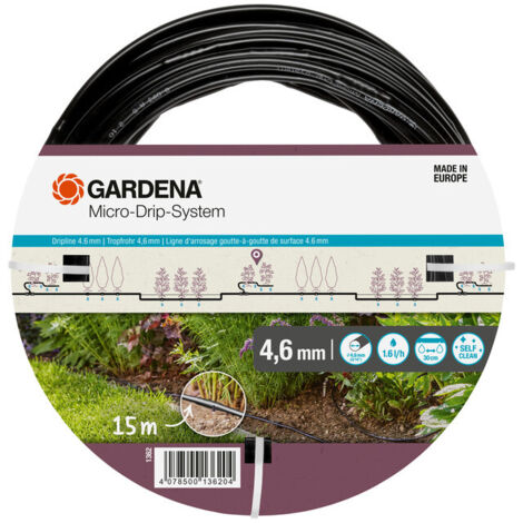 GARDENA Línea de goteros micro riego de 4,6 mm, 3/16" 15 m de fácil instalación (01362-20) (1/5)