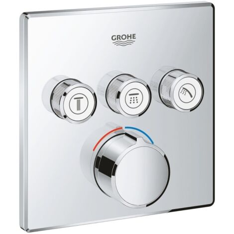 GROHE - Grohe SmartControl Mezclador empotrable de 3 vías - Frente cuadrado