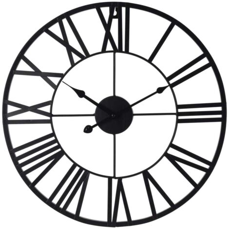 Reloj de pared con números romanos negro H&S Collection