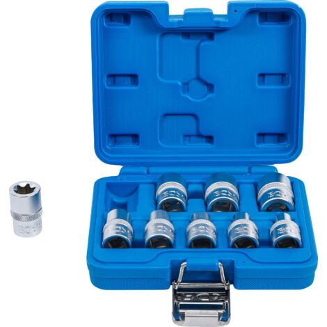 Juego de llaves de vaso E-Torx  entrada 12,5 mm (1/2")  E10 - E24  9 piezas