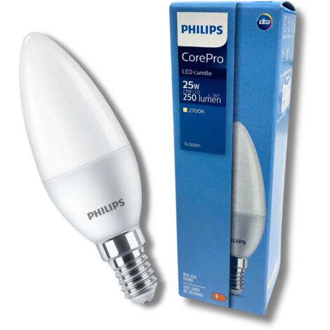 Bombilla LED E14 VELA 2,8W = 25W 250lm 2700K Cálida PHILIPS