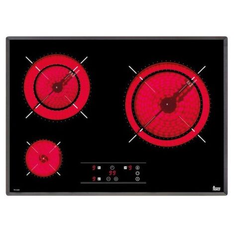 Placa Vitrocerámica 60cm 3 Zonas Fuego 18cm TEKA TR 5300 PNC, (1/2)