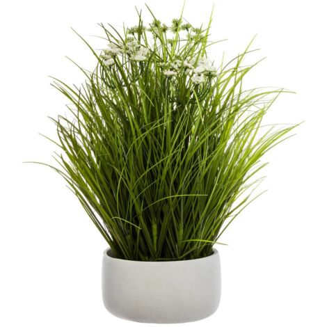 Hierba salvaje artificial - maceta de cemento - H40 cm - Atmosphera créateur d'intérieur (1/5)