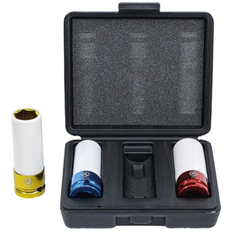 Juego de vasos de impacto con protector de plástico 12,5 mm (1/2") 17 - 19 - 21 mm 3 piezas (1/5)