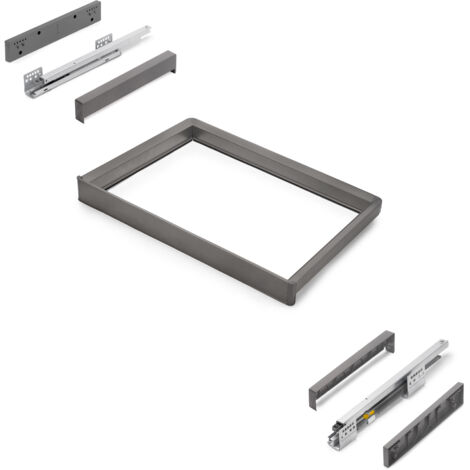 Emuca Bastidor con guías de cierre suave y extracción total para accesorios de armario Quartz, 662-688mm, Aluminio y Plástico, T (1/5)