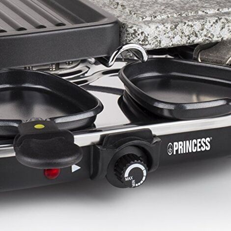 maquina raclette 8 personas 1200w + piedra para asar + grill - 162710-01-001 - princess -