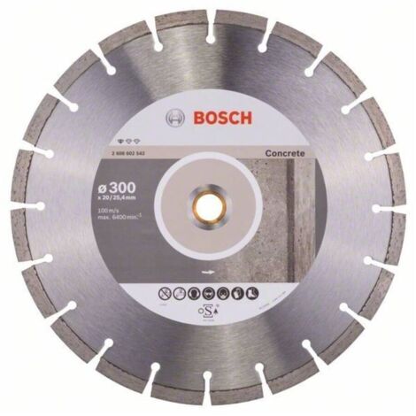 Bosch Professional 1 x Disco Tronzador de Diamante Standard for Concrete, para Hormigón, Hormigón Poroso, Ø 300 x 20/25.40 x 2.8 x 10 mm, Accesorios para Sierras de Mesa, Sierras a Gasolina