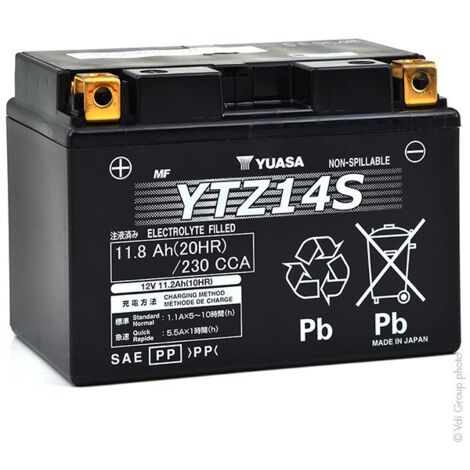 Batería de Moto YUASA Gel YTZ14S-BS 11,2Ah 12V