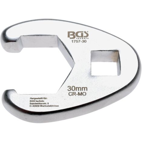 Llave boca hexagonal abierta (crowfoot)  entrada 12,5 mm (1/2")  30 mm