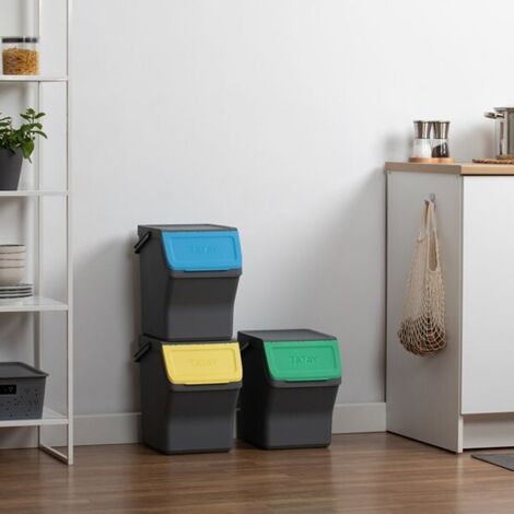 CUBO RECICLAJE SELECTIVO ANTRACITA SET-3 - 3 X 20 L
