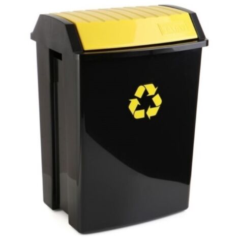 CONTENEDOR RECICLAJE 50 L NEGRO 40 X 35,5 X 57,5 CM TAPA AMARILL - 1102302