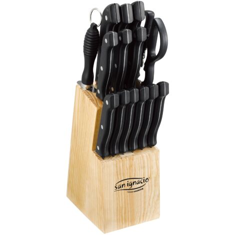 Juego de cuchillos, 15 piezas, en acero inoxidable