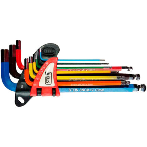JUEGO LLAVE ALLEN STEIN LARGA PUNTA BOLA CR-V 9 PIEZAS COLORES (1/2)