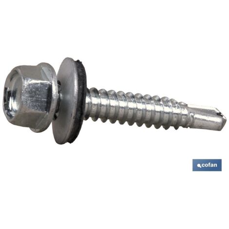 COFAN din-7504k+epdm  c-8  m-4,8 x 16 z   caja 1000 unid. , Tornillo autotaladrante DIN-7504-K para cubierta con arandela de acero y EPDM. Medidas desde 4,8x16 hasta 6,3x100