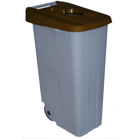 Contenedor Reciclo 110 litros Abierto, Marrón, 88x57x42 cm, INCLUYE rollo de 10 Bolsas de basura de 120 litros