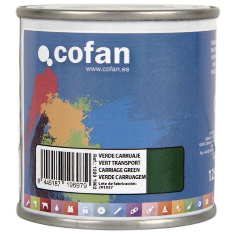 COFAN esmalte sintético (125 ml) verde carruaje , Esmalte sintético al disolvente disponible en una amplia gama de colores y tonalidades fabricado a base de resinas alquídicas. Bue