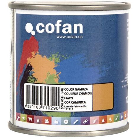 COFAN esmalte sintético (125 ml) color gamuza , Esmalte sintético al disolvente disponible en una amplia gama de colores y tonalidades fabricado a base de resinas alquídicas. Buena