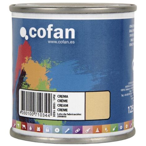 COFAN esmalte sintético (125 ml) color crema , Esmalte sintético al disolvente disponible en una amplia gama de colores y tonalidades fabricado a base de resinas alquídicas. Buena