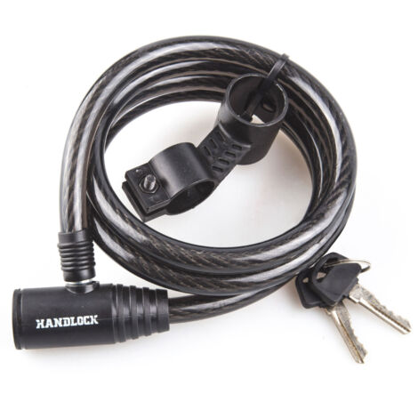 CANDADO BICICLETA HANDLOCK ESPIRAL CON LLAVE 0,8x120 CM NEGRO
