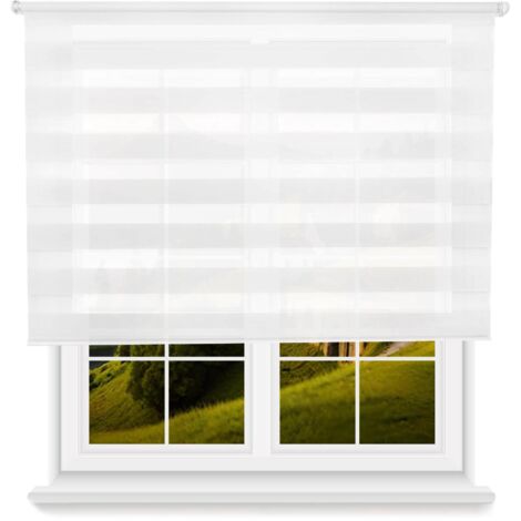 WellHome Estor enrollable noche/dia con cadena PVC, 130x175cm Blanco (1/5)
